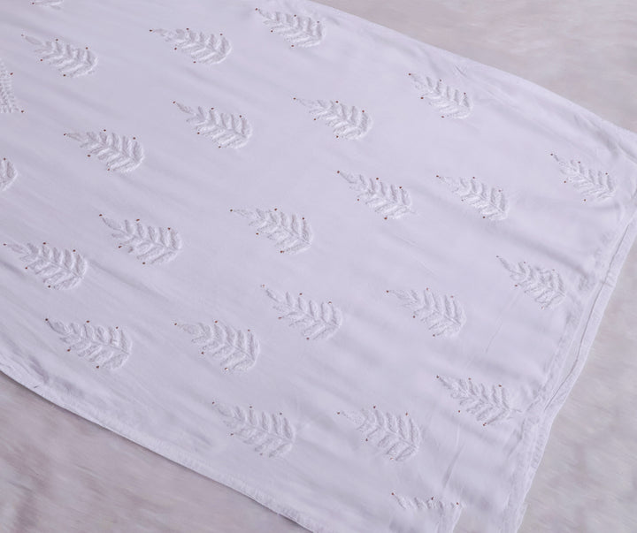 Naida White 2 piece Rayon Mukaish set