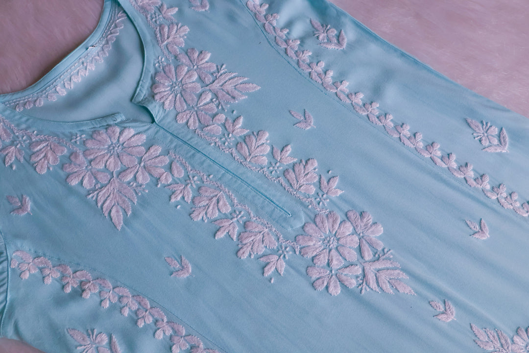 Zainab Powder Blue Long Rayon kurta