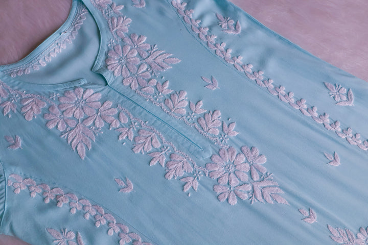 Zainab Powder Blue Long Rayon kurta