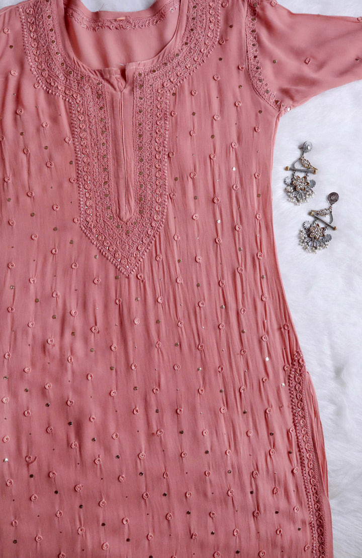 Mahaa Rose Brown Viscose Georgette Kurta