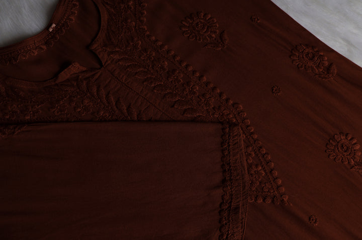 Alina Chocolate Brown Long Rayon Kurta