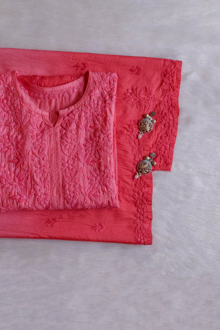 Jannat Rose Pink Pure Chanderi set