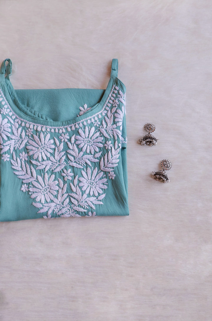 Farhaa Sea Blue Short Sleeveless Kurta