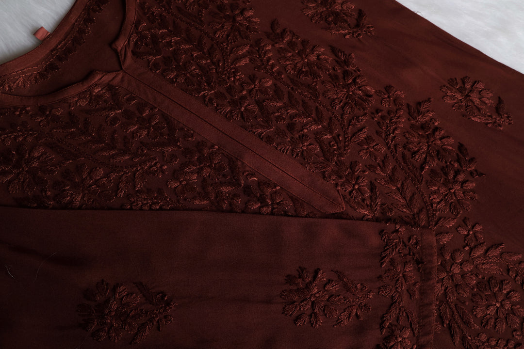 Duaa Chocolate Brown Long Ombre Rayon Kurta