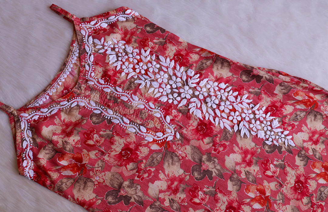 Duaa Pink Pure Muslin Floral Sleeveless Set