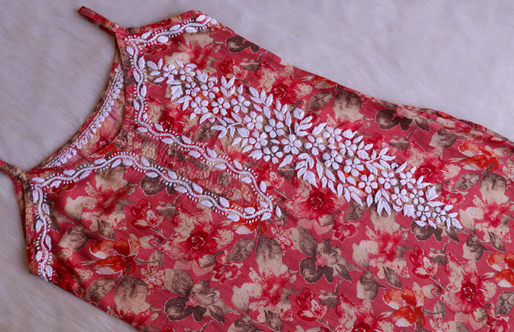 Duaa Pink Pure Muslin Floral Sleeveless Set
