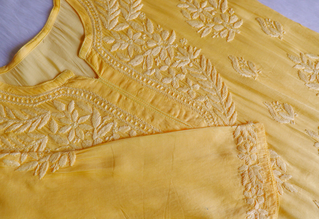 Mehr Yellow Modal Silk short top