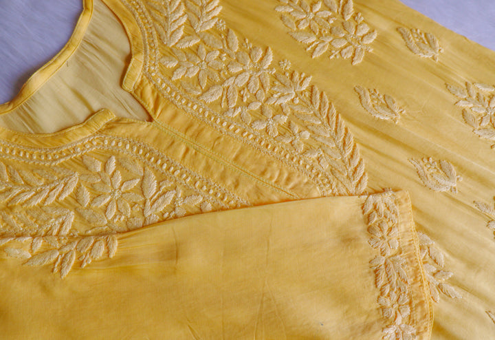 Mehr Yellow Modal Silk short top