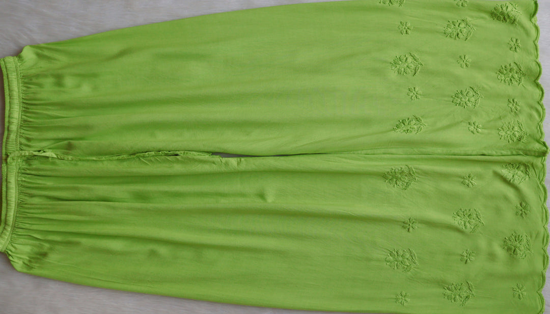 Alishba Lime Green Scalloped Rayon set