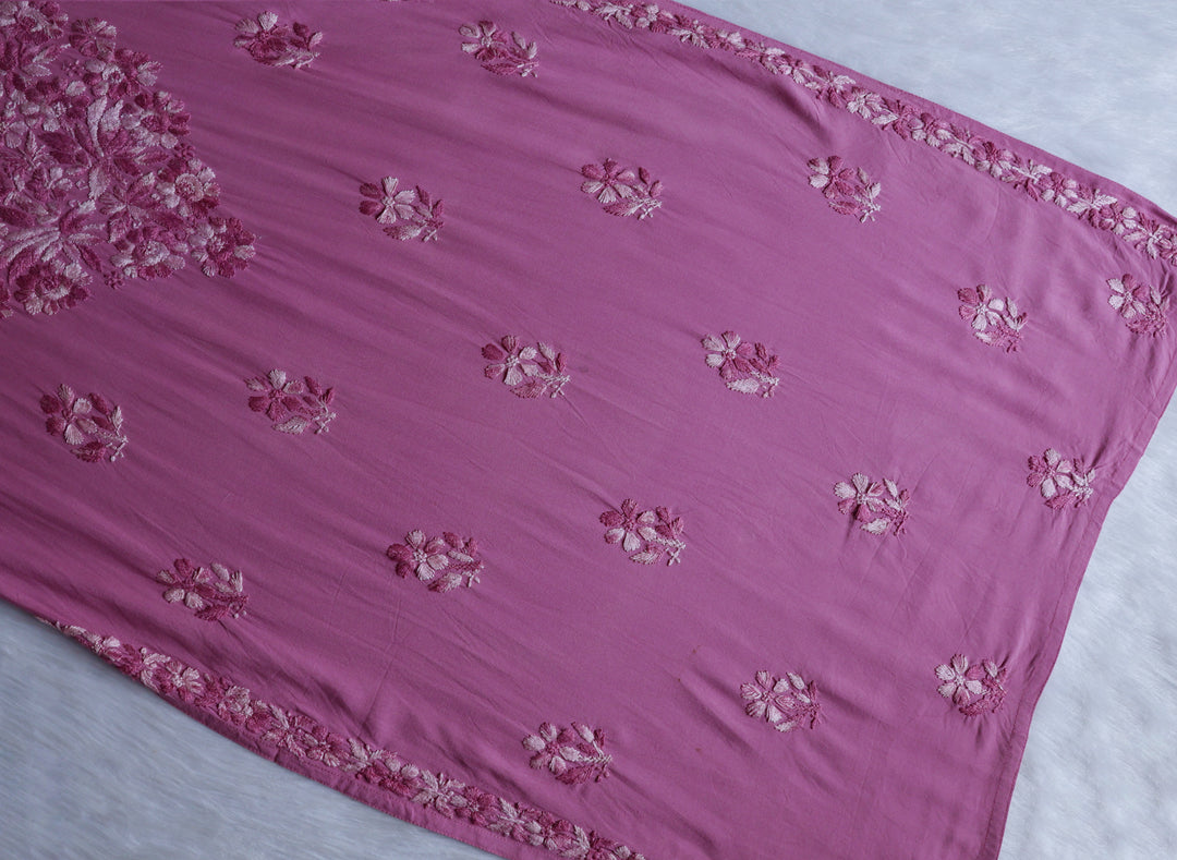 Nuresa Mauve Pink Ombre Thread Long Rayon Kurta