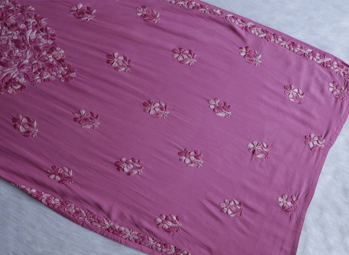 Nuresa Mauve Pink Ombre Thread Long Rayon Kurta