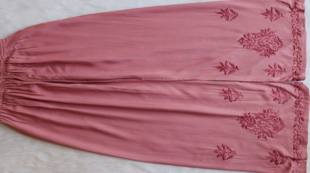 Naira Rose Brown Rayon Mukaish 3 Piece Set
