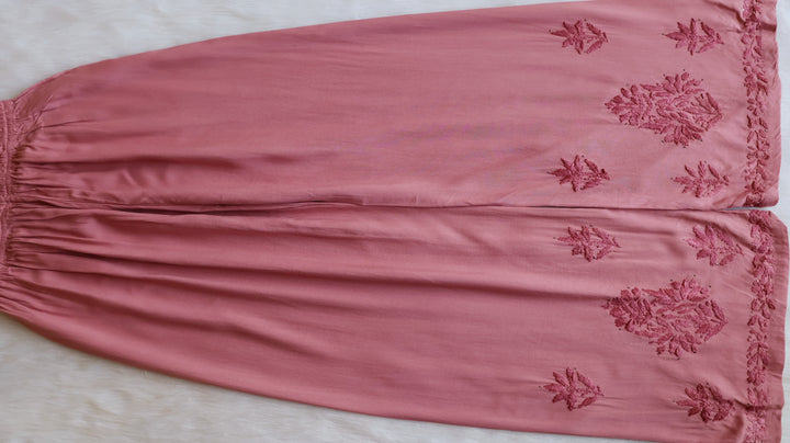 Naira Rose Brown Rayon Mukaish 3 Piece Set