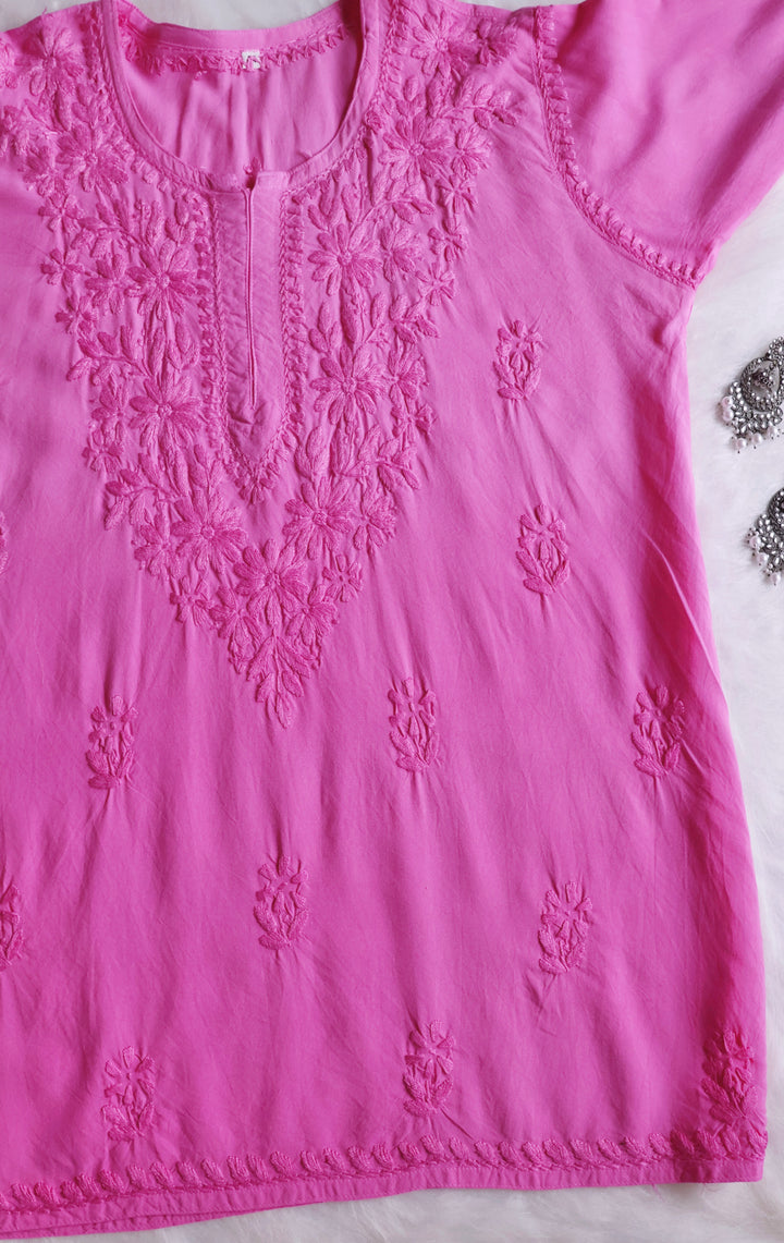 Farhaa Baby Pink Ombre Short Rayon Kurta