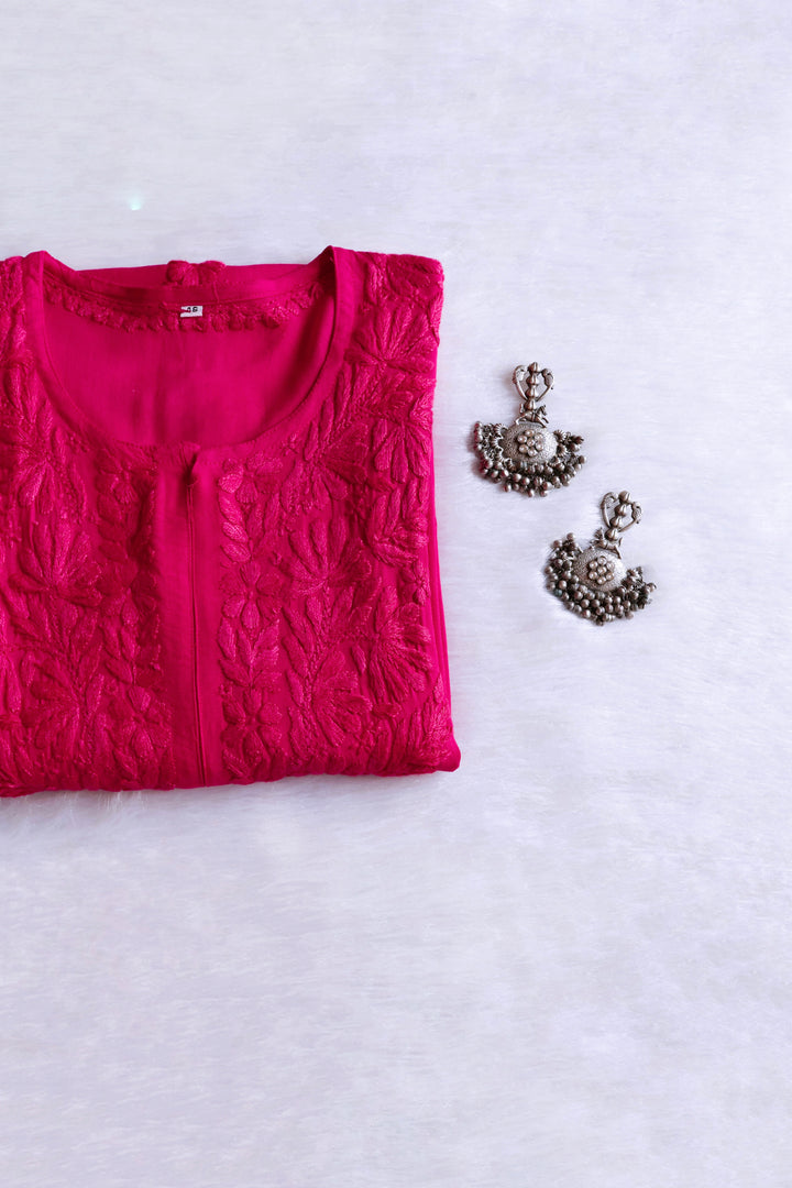 Ayra Deep Pink Long Rayon kurta