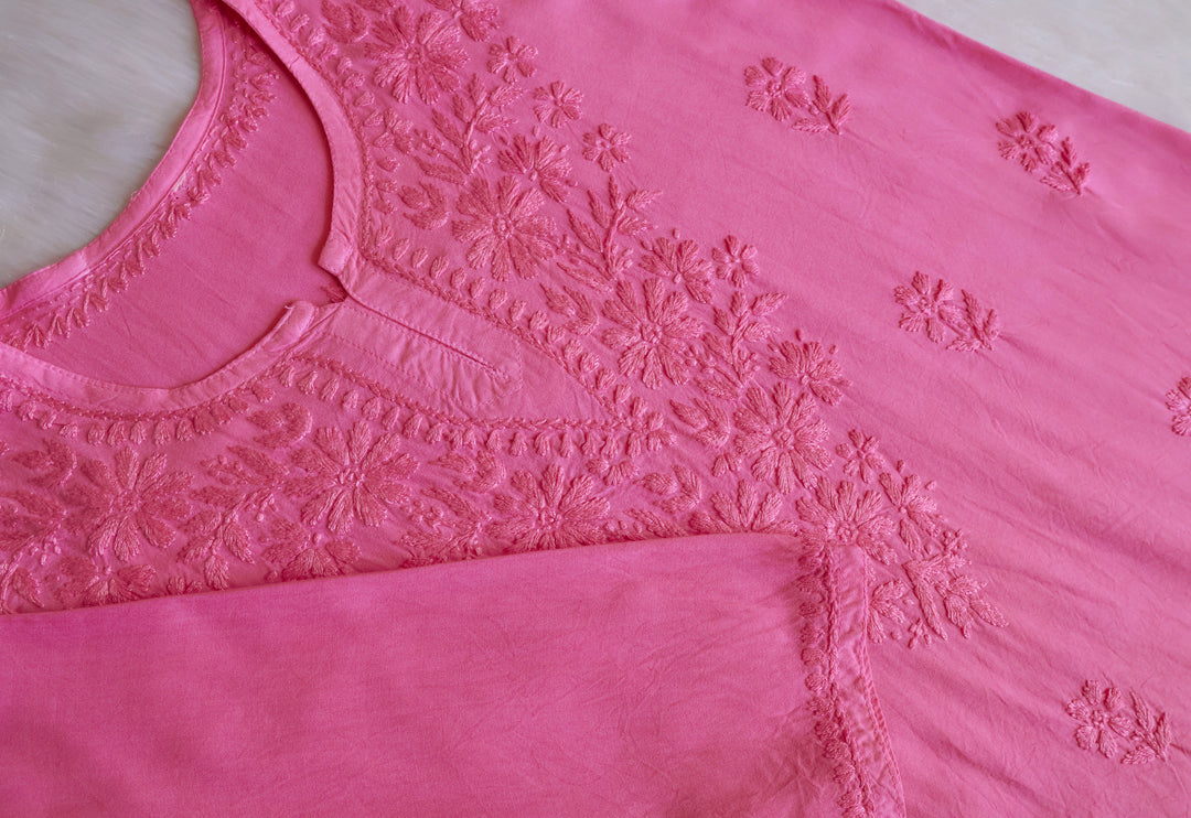 Aliyah Rose Pink Short Rayon Kurta
