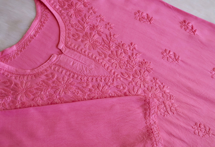 Aliyah Rose Pink Short Rayon Kurta