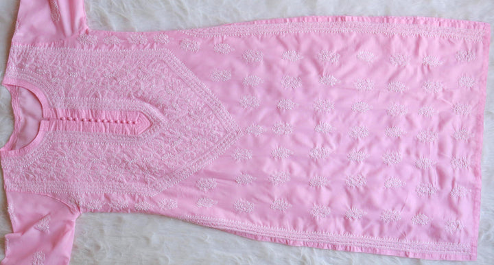Zahrah Baby Pink Cotton Mulmul long kurta