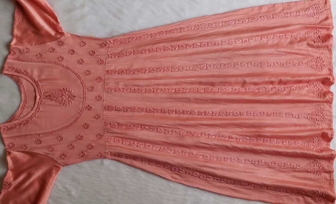 Naqsh Rose Brown Pure Chanderi Silk Anarkali