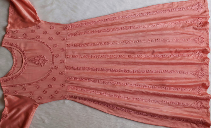 Naqsh Rose Brown Pure Chanderi Silk Anarkali