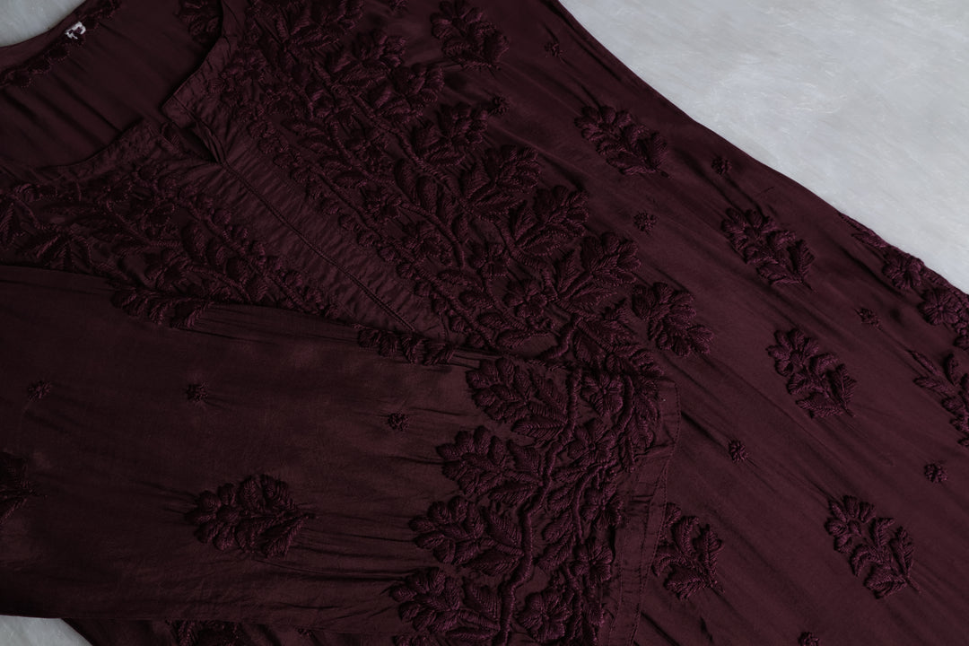 MehrNaaz Smoky Purple Pure Muslin Kurta
