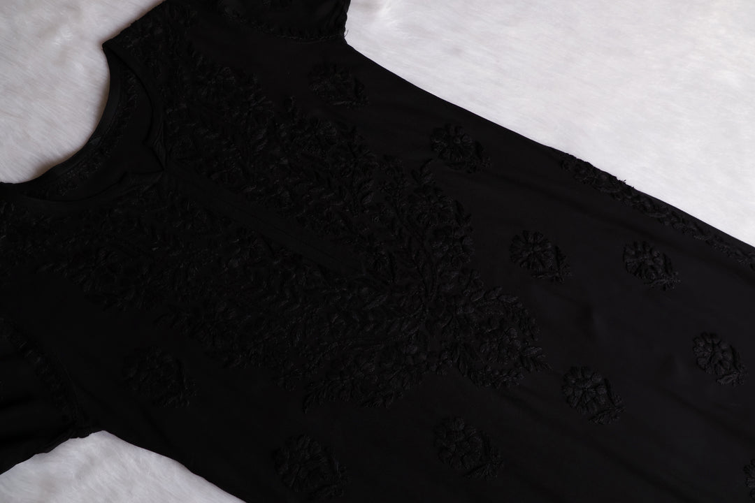 Duaa Black Long Rayon Kurta