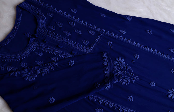 Duaa Royal Blue Viscose Georgette Kurta