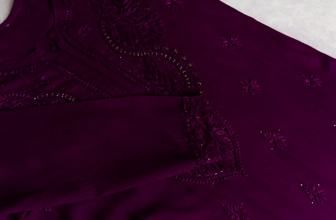 Naida Deep Plum 2 piece Rayon Mukaish set