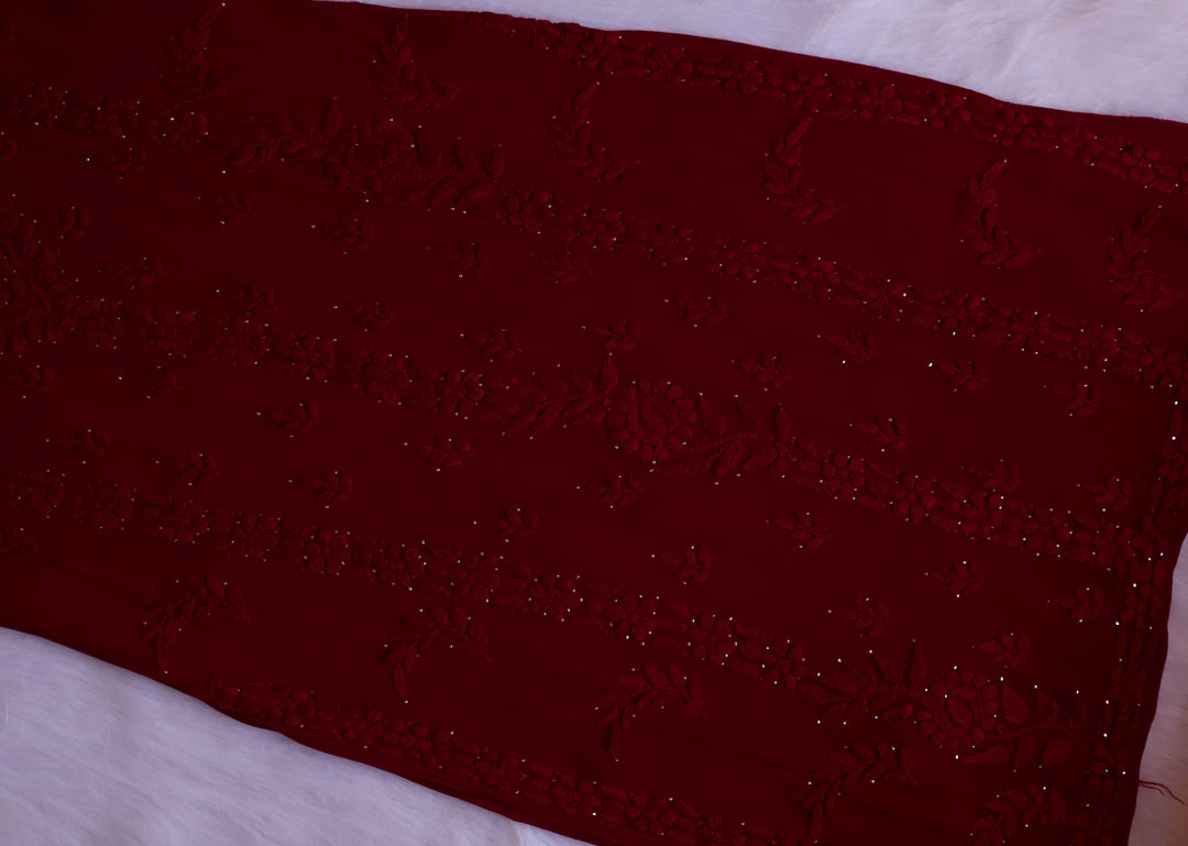 Zamda Maroon Viscose Georgette kurta