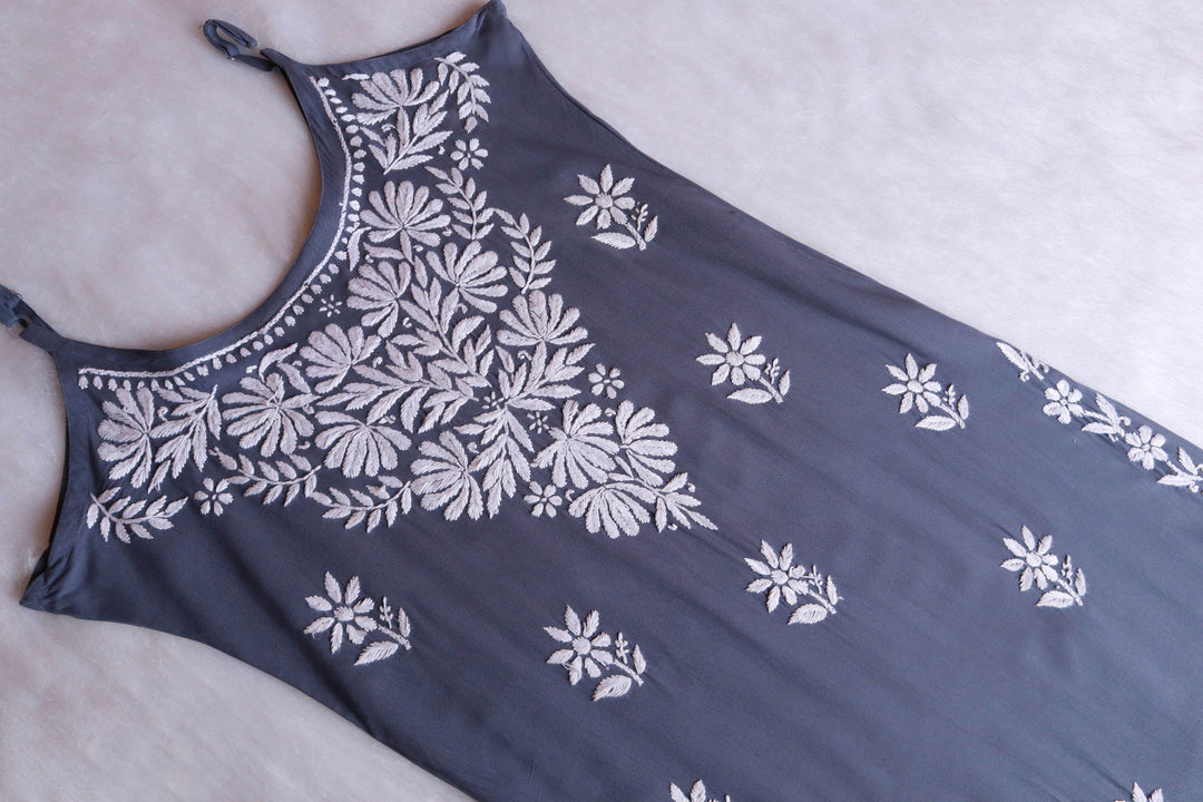 Mirha Grey Sleeveless Rayon Kurta