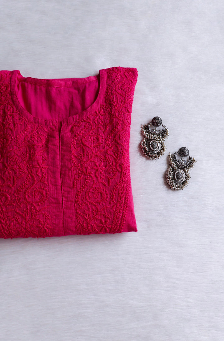 Renisa Deep Pink Soft Kota Kurta