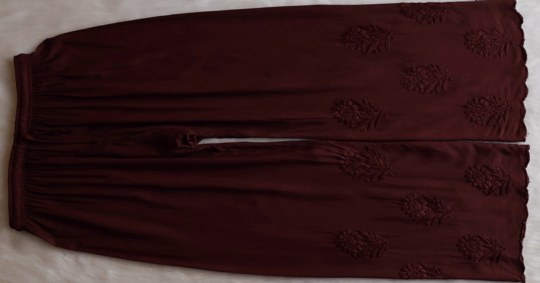 Alishba Chocolate Brown Scalloped Rayon set