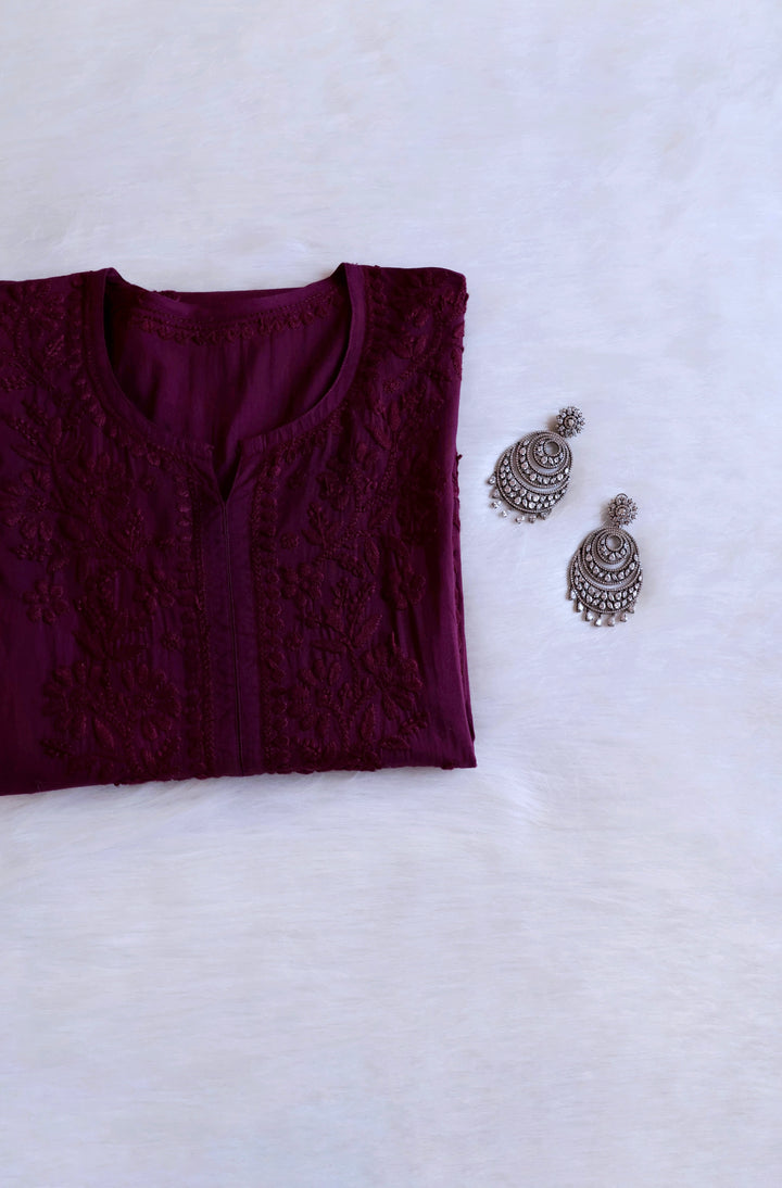 Anahira Deep Purple Cotton Kurta