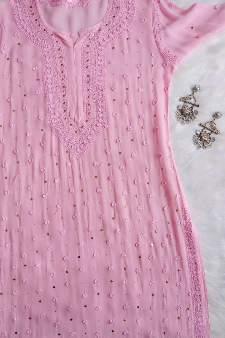 Mahaa Baby Pink Viscose Georgette Kurta