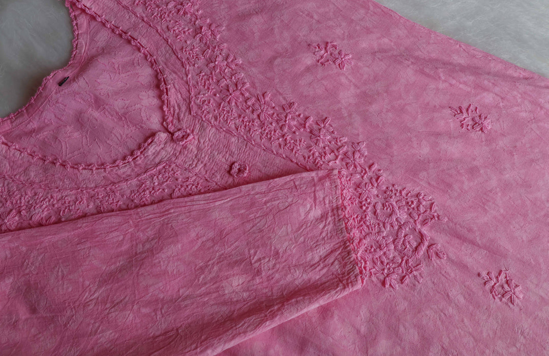 Aaliyah Pink Long Cotton Jacquard kurta