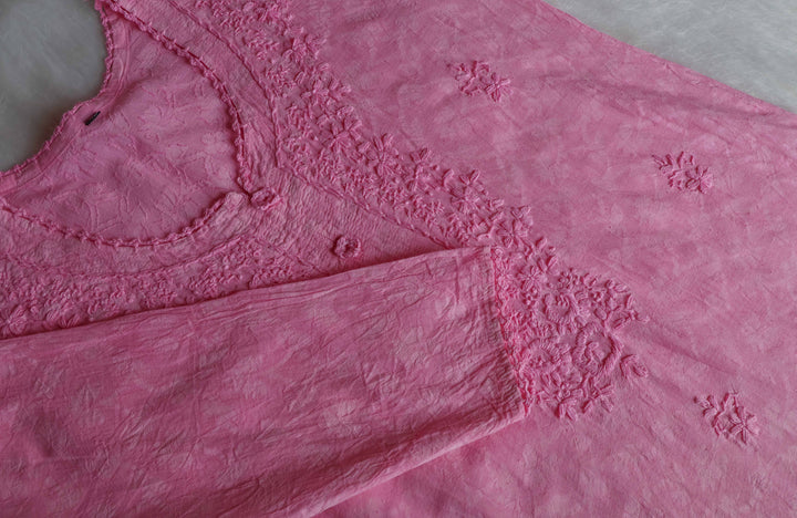 Aaliyah Pink Long Cotton Jacquard kurta