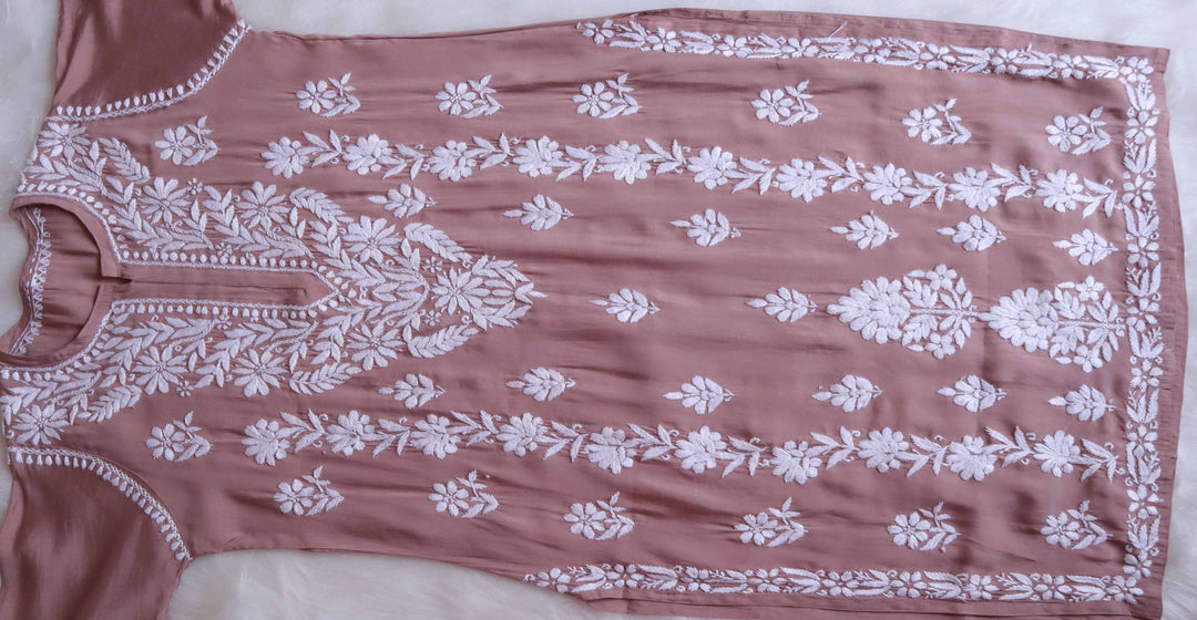 Saman Rose Brown & White Muslin Kurta
