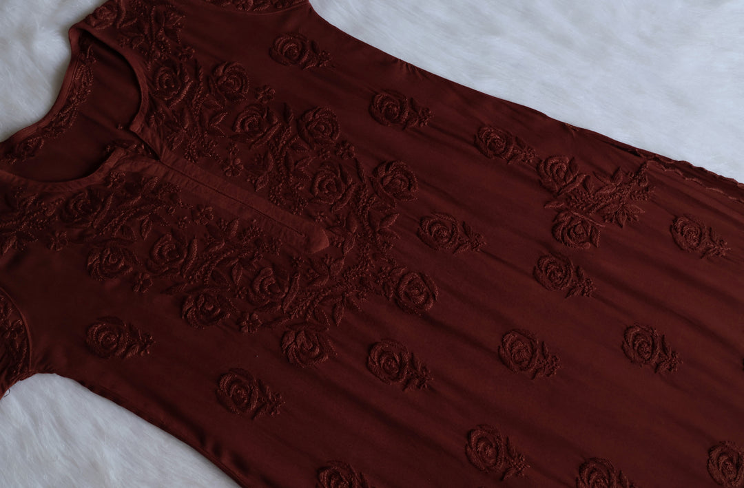 Gul Chocolate Brown Scalloped Rayon set
