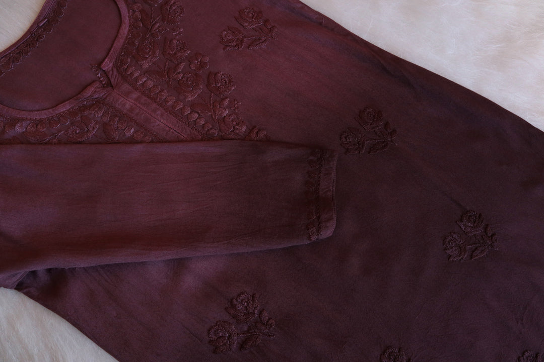 Gul Chocolate Brown Ombre Short Rayon Kurta