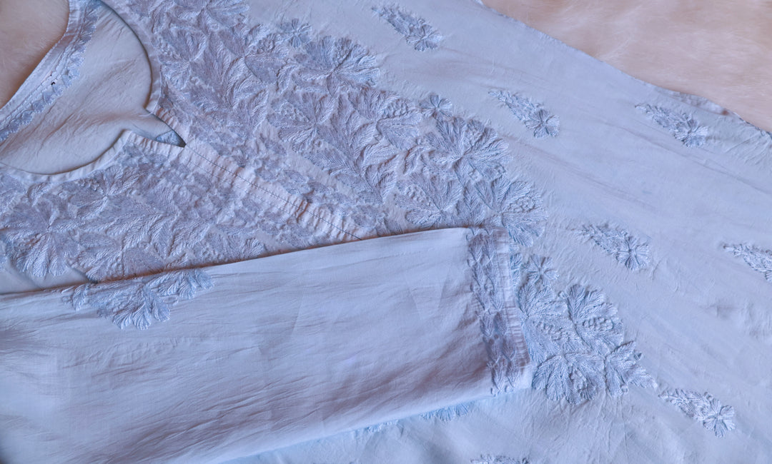 Alanah Ice Blue Chanderi Kurta