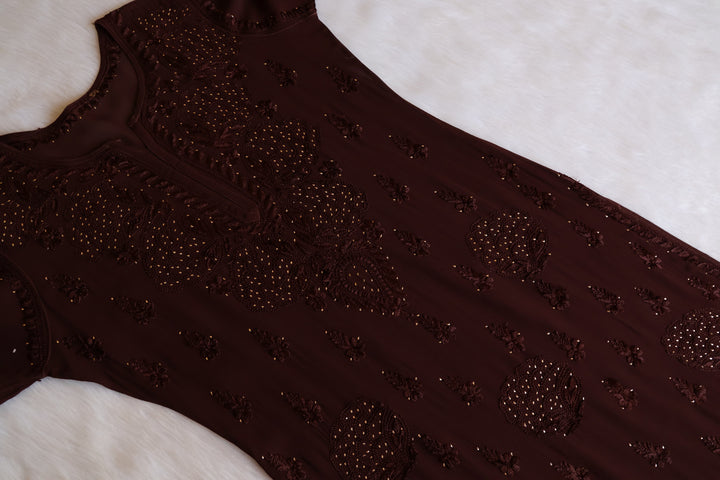 Hanaa Chocolate Brown Viscose Georgette Kurta