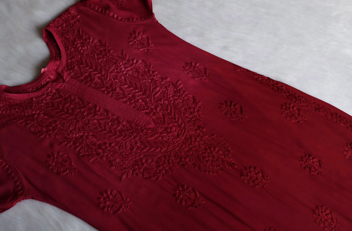 Duaa Rose Brown Long Ombre Rayon Kurta
