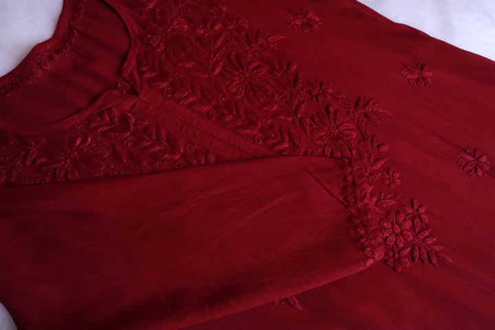 Farhaa Maroon 2 piece Rayon set