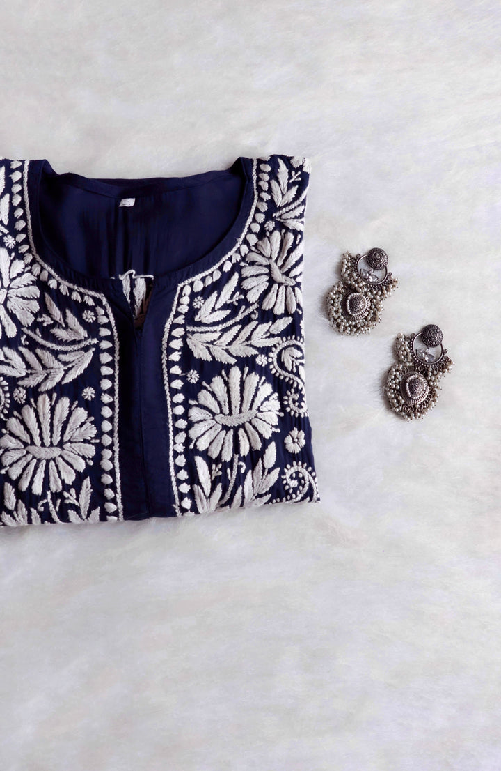 Mahnoor Navy Blue Long Modal Kurta
