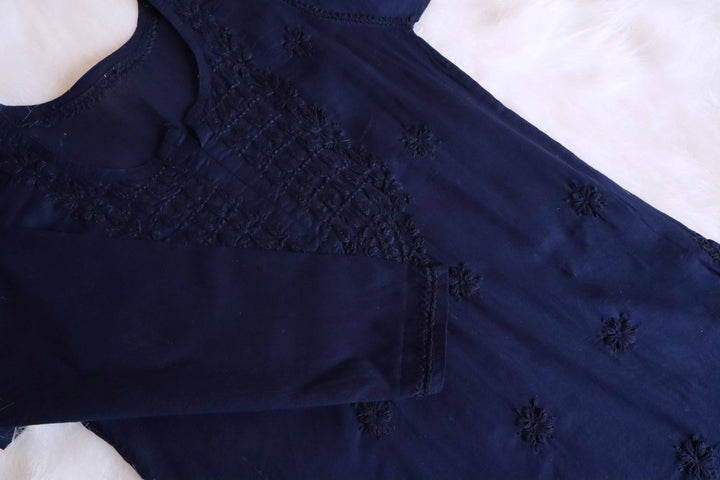 Aira Navy Blue Short Mulmul kurta