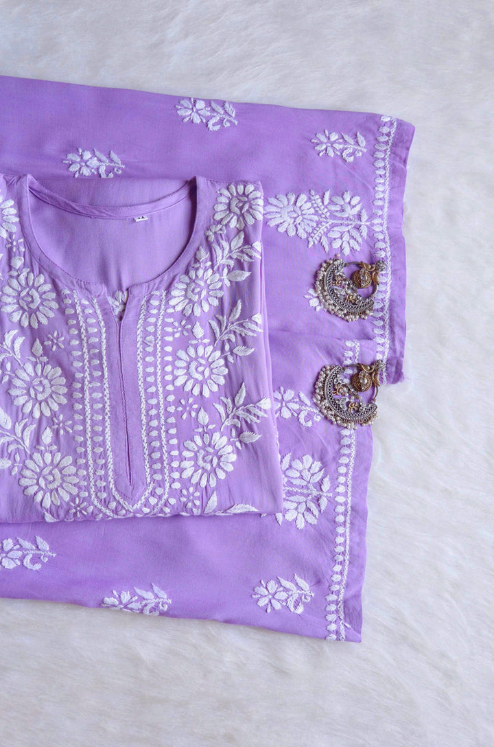 Gul Lavender Rayon Kurta Pant set