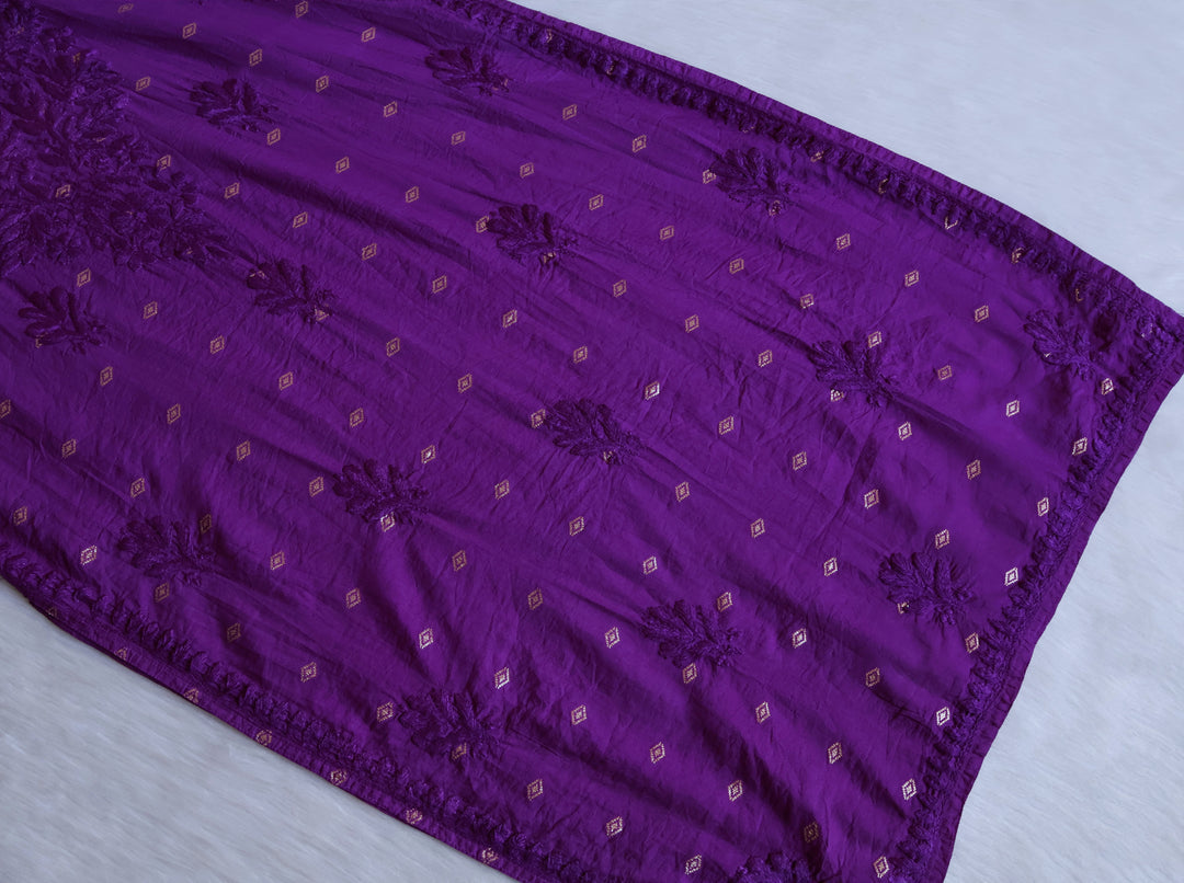 Nazakat Deep Purple Long Chanderi Kurta
