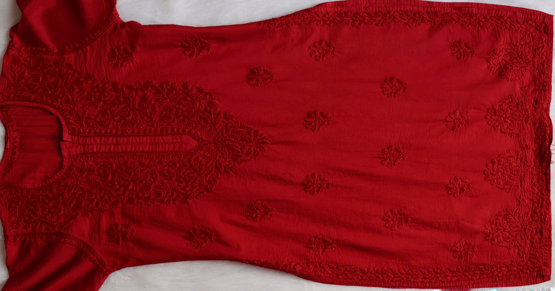 Jannat Red Chanderi Kurta