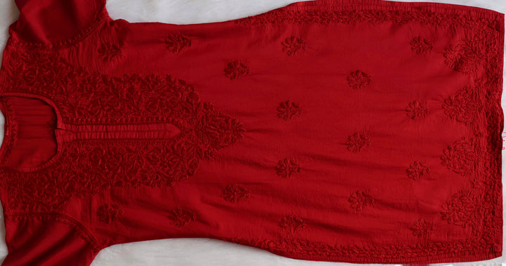 Jannat Red Chanderi Kurta