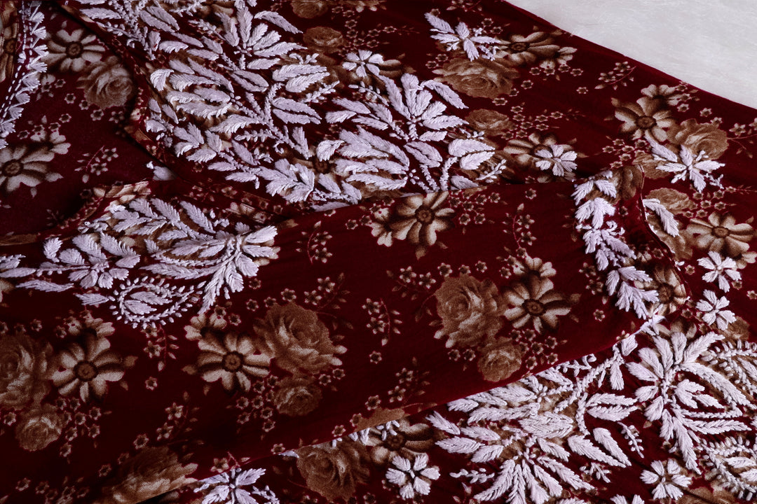 Gul-E-Bahaar Maroon Long Rayon kurta